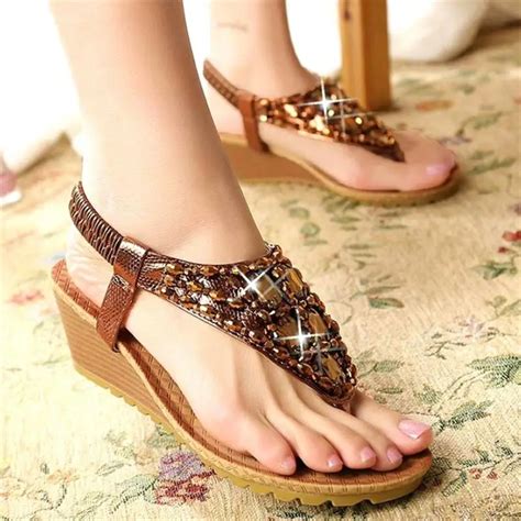 Fashion Women Summer Sandals Platform Wedges Bohemia Gladiator Beach