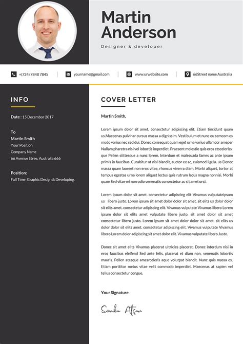 Modern Cover Letter Design Template Word Format | Cover Letter Design