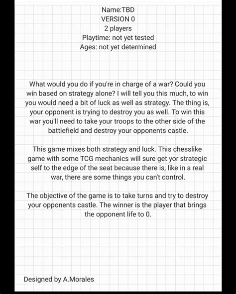 Here is the first draft of rules of a game I am designing! There are a ...