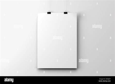 3d Render Realistic Hanging A3 Size Poster Blank White Template For