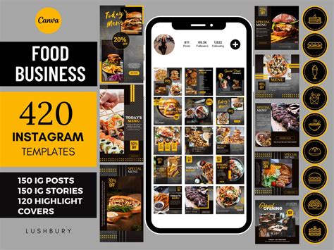 Animated Instagram Post Templates For Restaurant Yellow Food