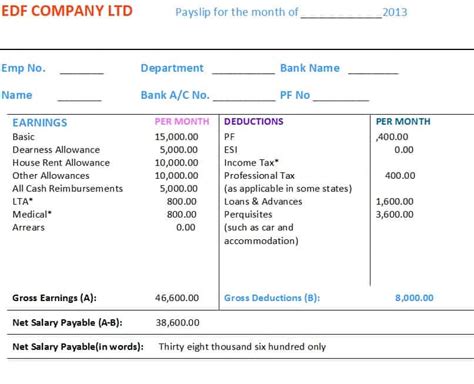 Sample Payslip In Uae