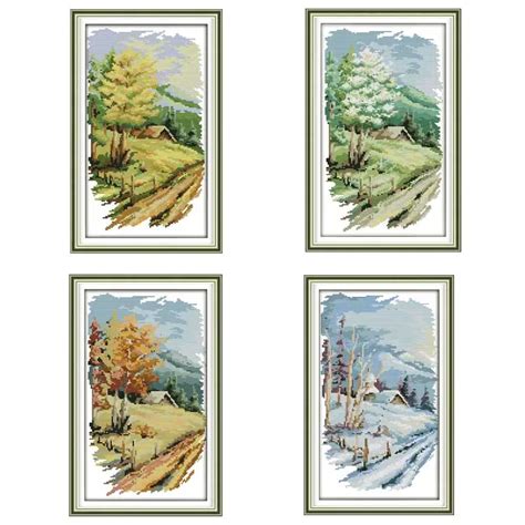 Aliexpress Buy Four Seasons Patterns Counted Counted Cross Stitch