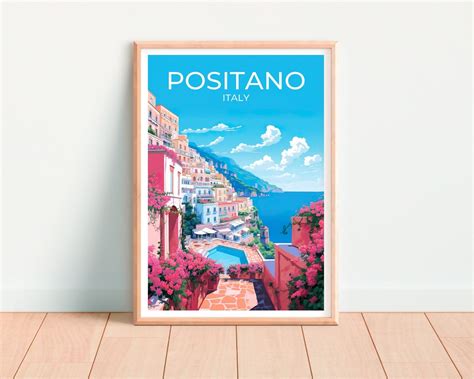 Positano Poster Positano Wall Art Italy Print Positano Travel Poster
