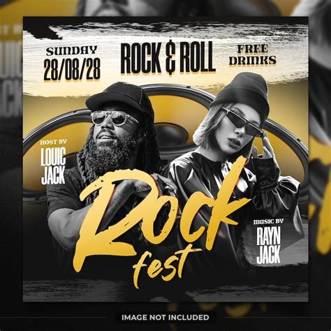 Premium Psd Rock Music Party Flyer Template