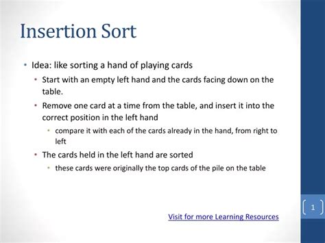 Ppt Insertion Sort Powerpoint Presentation Free Download Id9563619