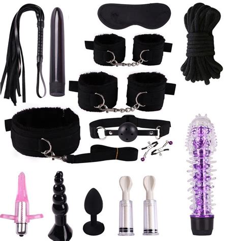 14 Piece Setnylon Short Plush Sex Couples Game Whip Handcuffs