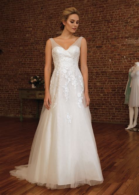 David S Bridal Glamorous V Neck A Line Wedding Gown