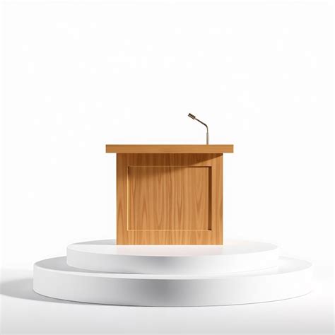 Wooden Podium With Microphone Premium AI Generated Image