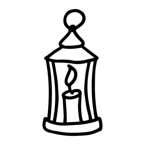 Hand Drawn Design Of Candle Lantern In Doodle Style 24277172 Vector Art