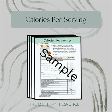 Calories Per Serving of Food | The Dietitian Resource