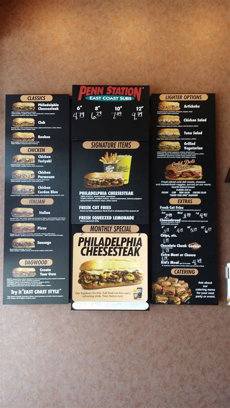 Menu at Penn Station East Coast Subs restaurant, Atlanta, Briarcliff Rd NE