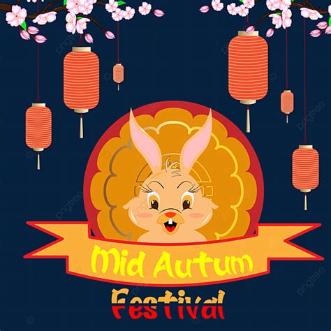 Mid Autumn Lantern Vector Png Images Mid Autumn With Bunny Design