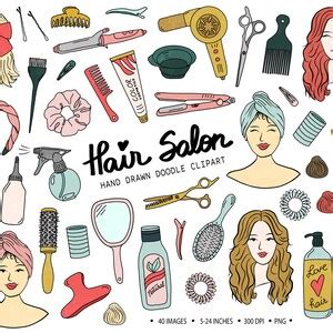 Hand Drawn Haidresser Clip Art Doodle Beauty Hair Salon Planner