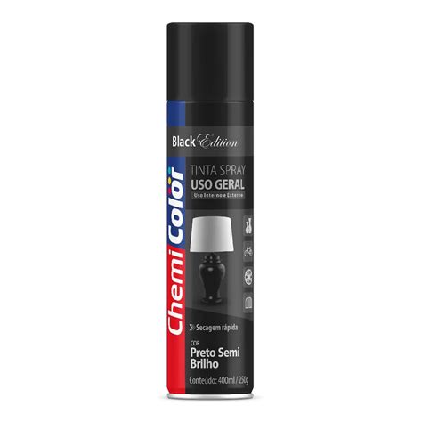 Tinta Spray Chemicolor Uso Geral Preto Semi Brilho 400 Ml Loja Online