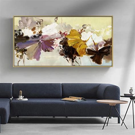 Moderne Abstrakte Hand Gemalt Blumen Lgem Lde Auf Leinwand Poster Und