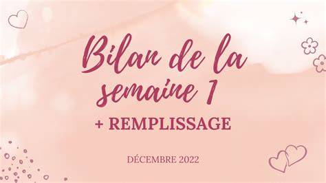 ENVELOPPES BUDGET BILAN DE LA SEMAINE 1 REMPLISSAGE Décembre 2022