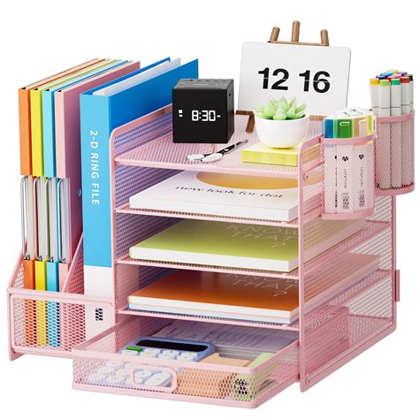 Marbrasse Desk Organizer With File Holder 5 Tier Paper Letter Tray