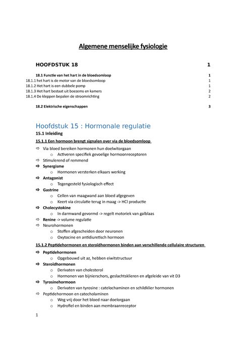 Samenvatting Algemene Menselijke Fysiologie Ugent Studocu