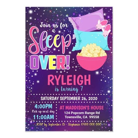 Sleepover Party Invitation Slumber Party Sleepover