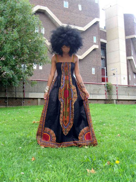 African Dashiki Diva Print Maxi Dress L African Dashiki Africans And