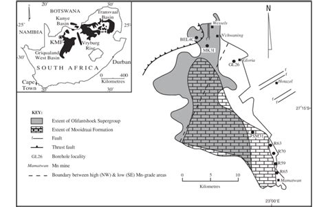 Locality Map Of The Kalahari Manganese Field Showing The Distribution