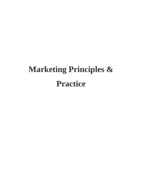 Marketing Principles And Practice Desklib