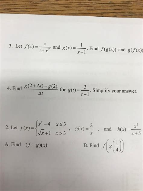 Solved Let Fx X1 X2 And Gx 1x 1 Find Fgx