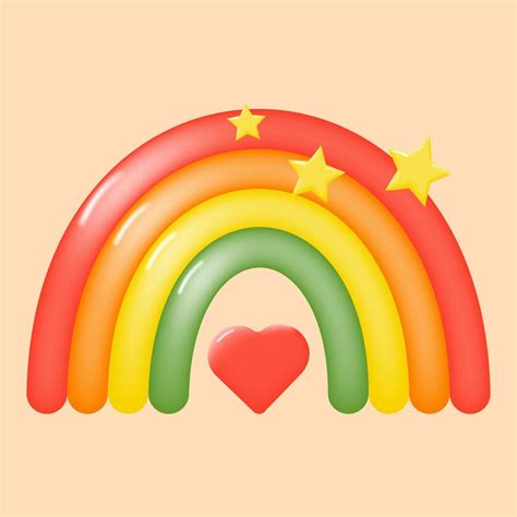 Colorful D Rainbow With Stars And A Heart Cartoon Rainbow For