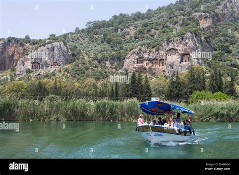 Excursion Boat On The Dalyan River And Lycian Cliff Tombs Dalyan River