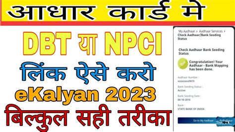 Aadhar Dbt Link Kaise Kare Aadhar Npci Link Kaise Kare How To Link