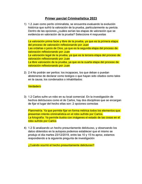 Preguntero Parcial Primer Parcial Criminal Stica Juan Como