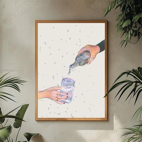 Vintage Aesthetic Water Pouring Print Minimalist Art For Kitchen