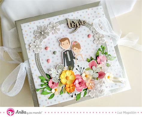 Scrapbooking para bodas Álbum de promesas y caja a juego Anita y su