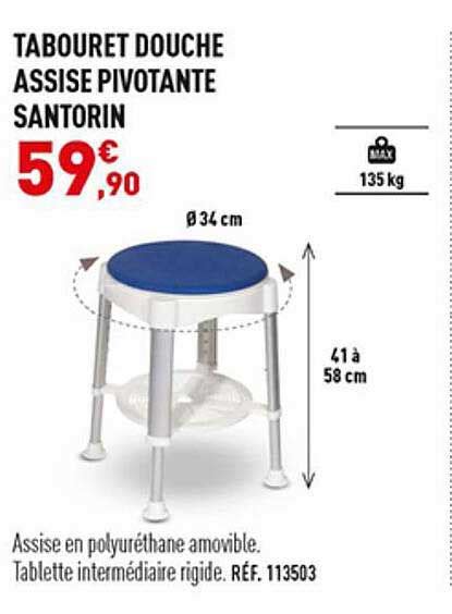 Offre Tabouret Douche Assise Pivotante Santorin Chez Bastide