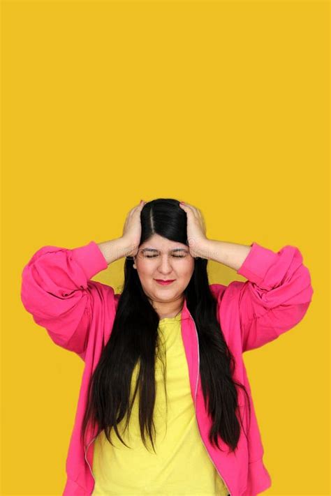 Year Old Latina Woman Suffers From Headache Or Migraine Due To