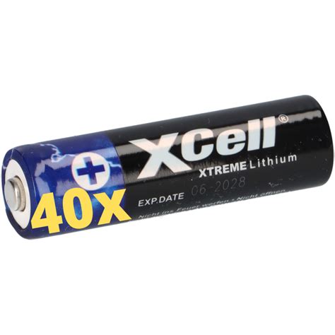 40x Xtreme Lithium Batterie Aa Mignon Fr6 L91 Xcell 4er Blister