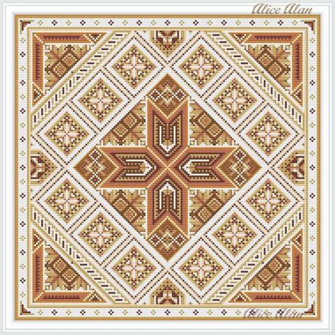 Cross Stitch Pattern Geometric Pattern Brown For Paintings Etsy