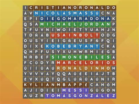 Sopa De Letras Nombres De Deportistas Wordsearch