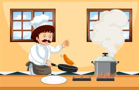 A Professional Chef Cooking Food 295882 Vector Art at Vecteezy