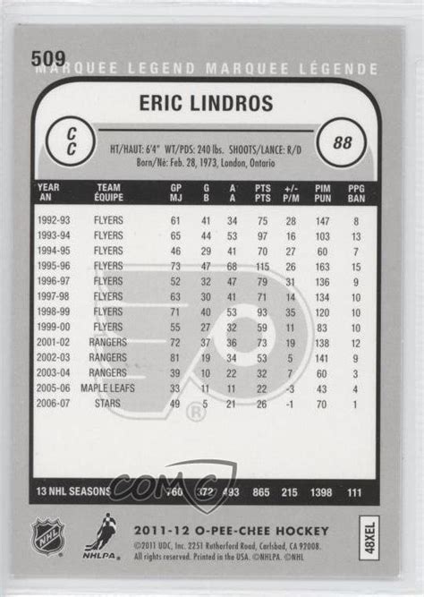 O Pee Chee Marquee Legend Rainbow Foil Eric Lindros For