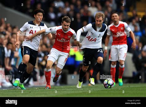 Tottenham Hotspur S Christian Eriksen And Arsenal S Aaron Ramsey Battle