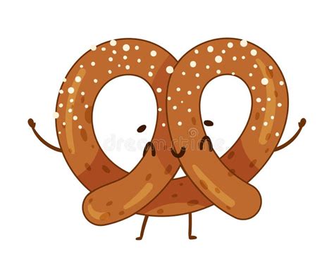 Feliz Pretzel Mascot Personaje Dibujado A Mano De Una Galleta