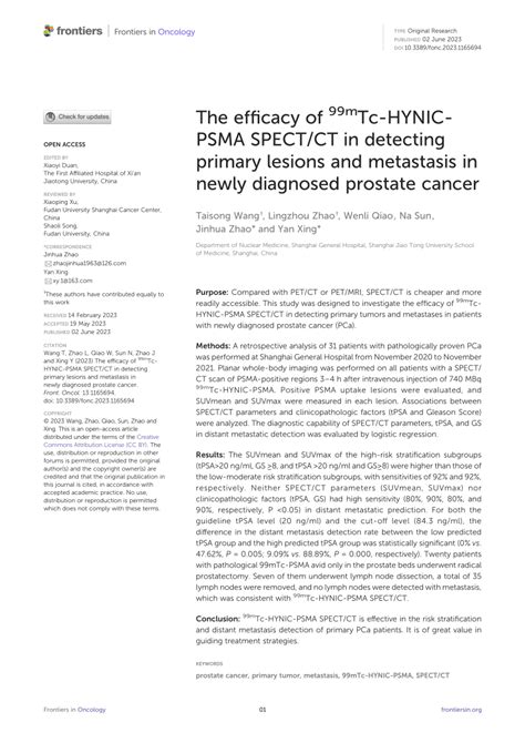 Pdf The Efficacy Of Mtc Hynic Psma Spect Ct In Detecting Primary