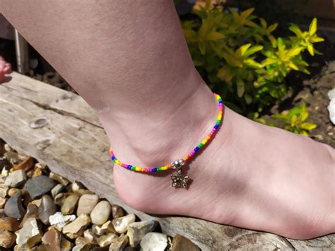 Gay Pride Flag Anklet Ankle Bracelet With Butterfly Pendant Etsy