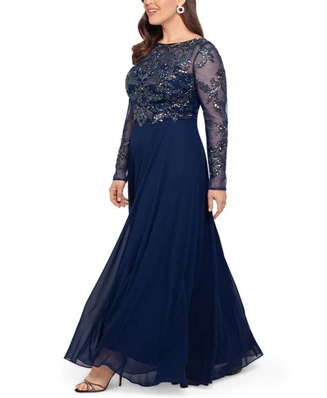 Xscape Plus Size Embellished Illusion Gown Macys