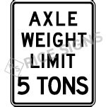 Axle Weight Limit Tons Signs R12 2 Rice Signs