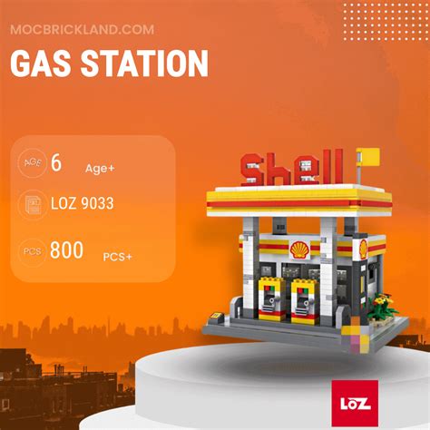 Gas Station Loz 9033 Modular Building With 800 Pieces Moc Brick Land