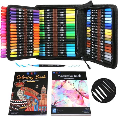 H And B Dual Tip Brush Pen Colored Pen Fineliners Felt Tip Pen Set 72 Colors Colouring Pens