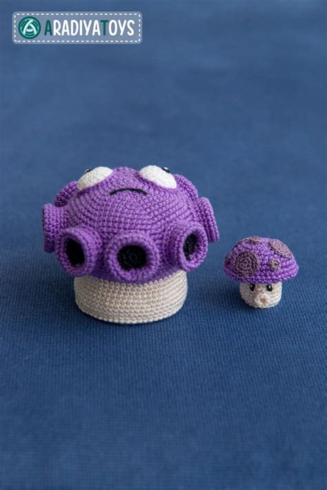 Crochet Pattern Of Gloom And Puff Shrooms From Plants Vs Zombies